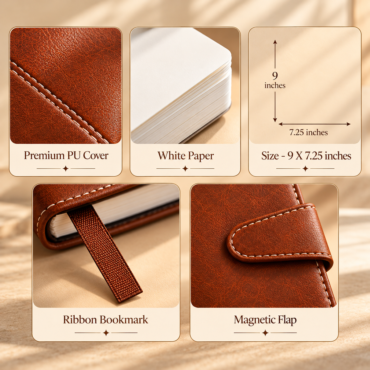 2027 Premium Brown Executive Diary – 9 × 7.25 Inch, Magnetic Flap Planner