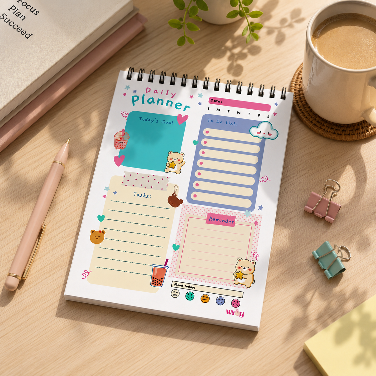 Cloud Daily Planner | A5 Size | 100 Pages | 80 GSM | Undated with To-Do List, Goals & Mood Tracker
