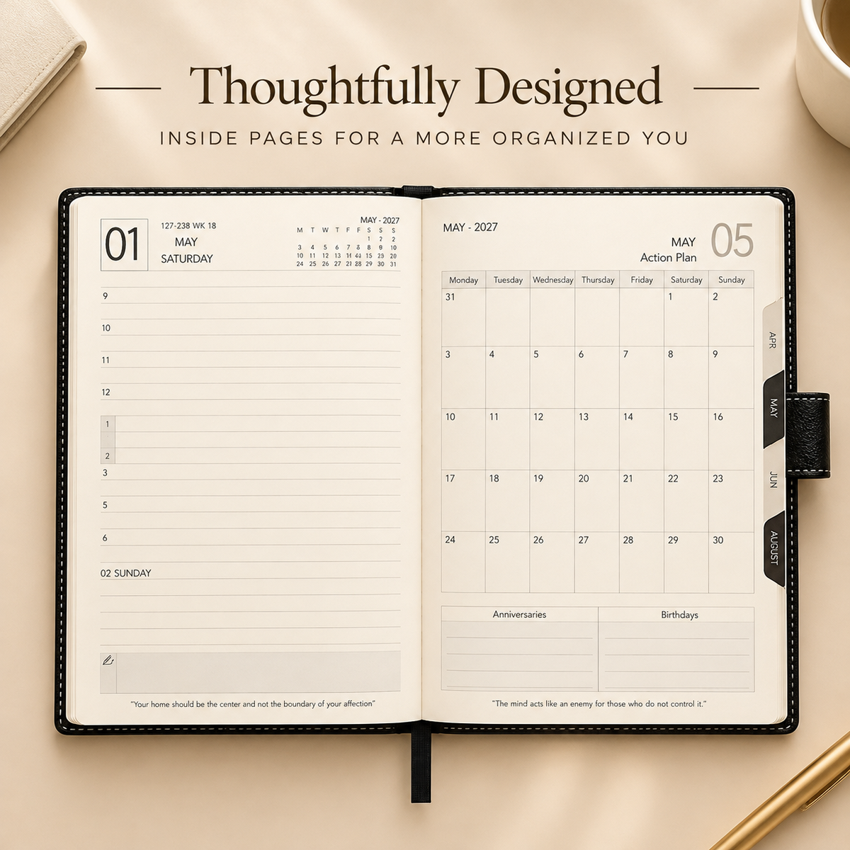 2027 Premium Two-Tone Executive Diary – Daily & Monthly Planner with Magnetic Closure