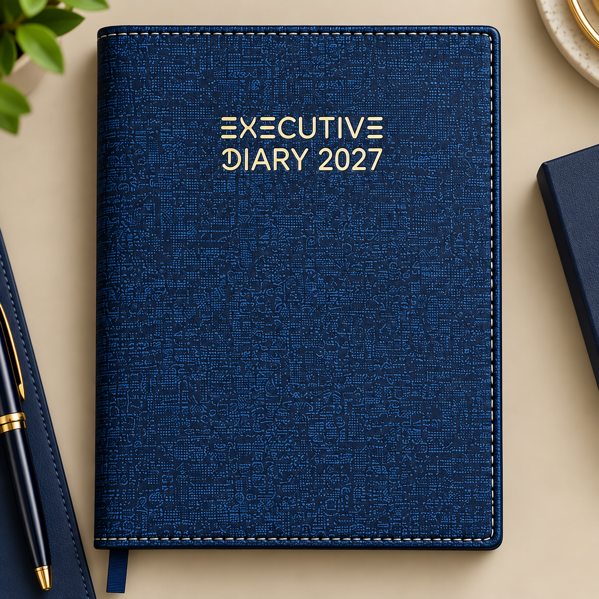 2027 Premium Blue Executive Diary – 9 × 7.25 Inch, Daily Planner