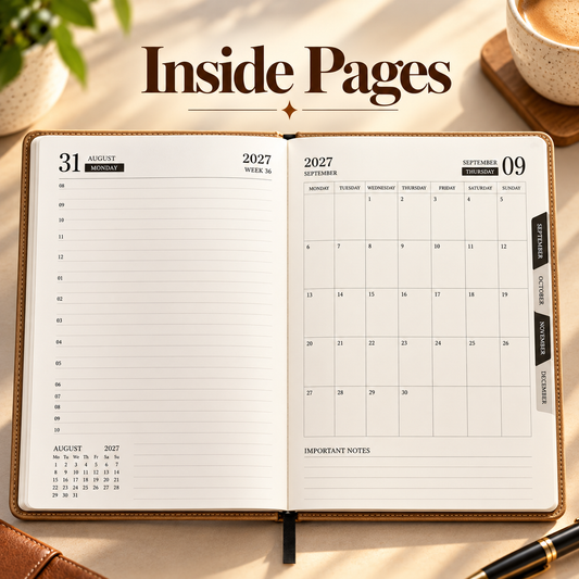 2027 Premium Beige Executive Diary – 9 × 7.25 Inch, Magnetic Flap Planner