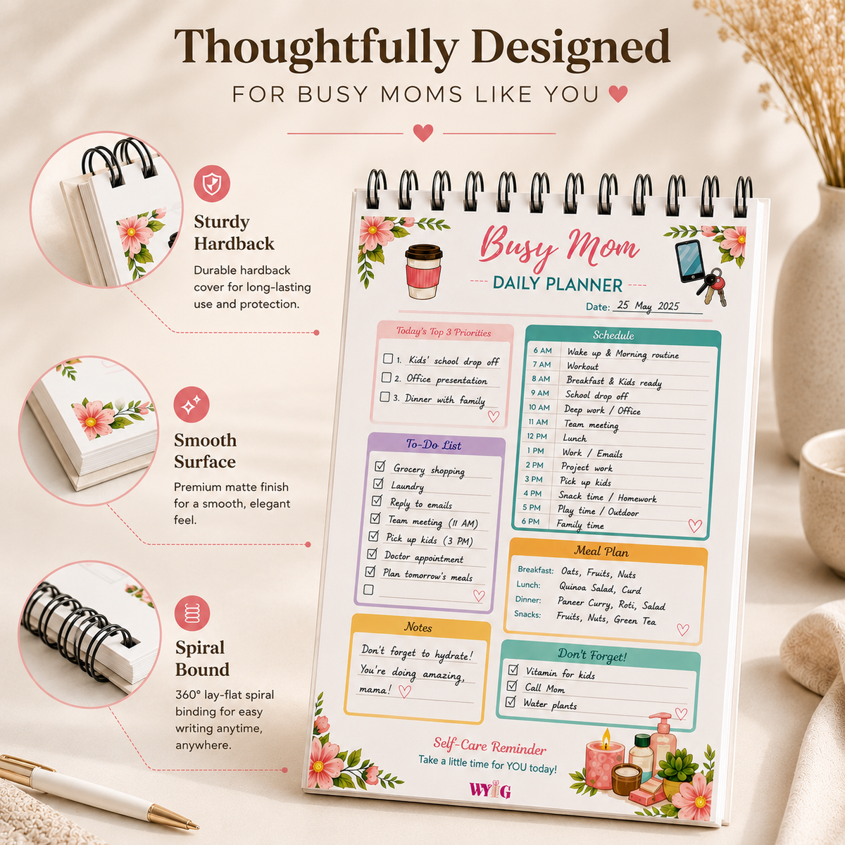 Busy Mom A5 Daily Planner |Organiser for Moms|A5 Planner