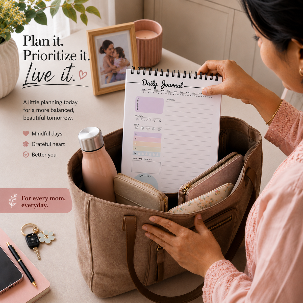 Daily Journal | A5 Size | 100 Pages | Undated with Gratitude, Affirmations & Mood Tracker