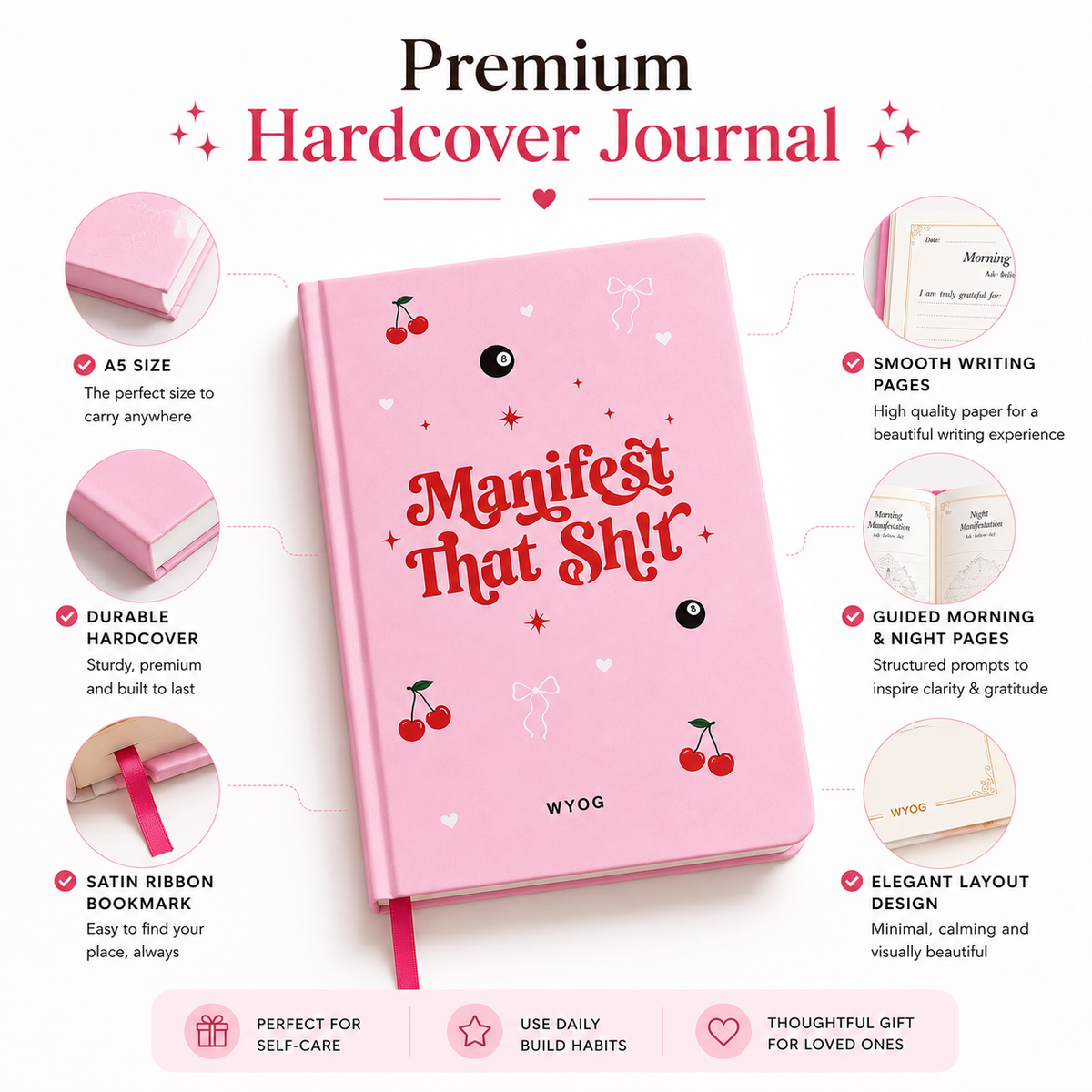 Manifest That Sh!t-Manifestation Journal , A5 Hardcover Morning & Night Diary