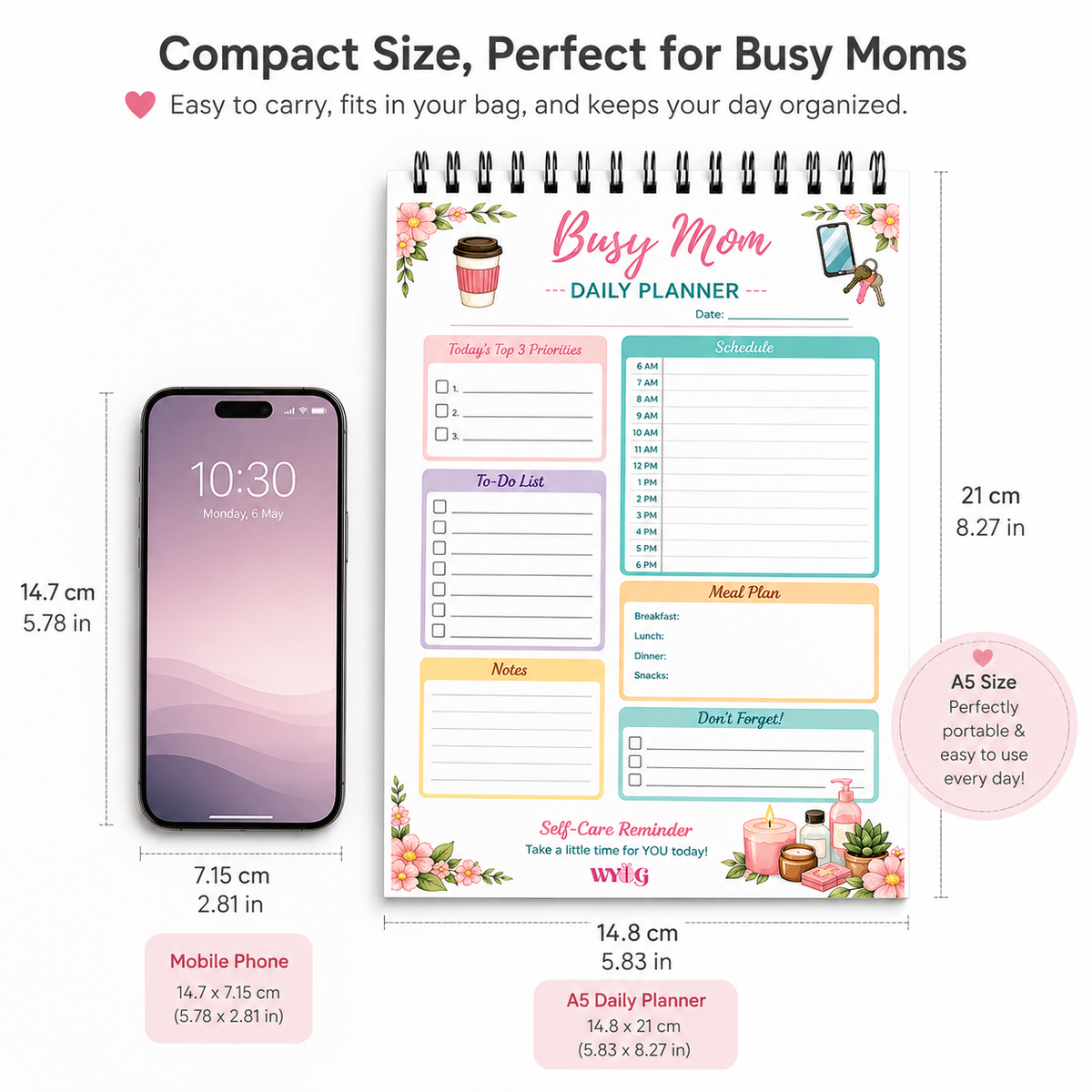Busy Mom A5 Daily Planner |Organiser for Moms|A5 Planner