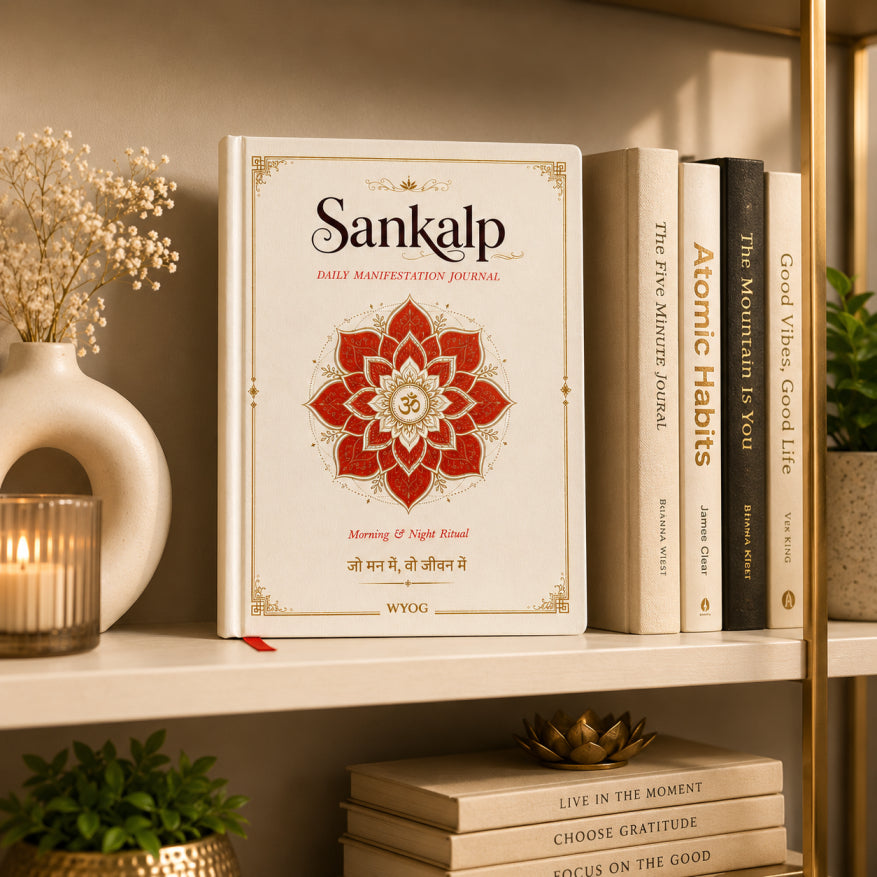 Sankalp A5 Manifestation Journal |Morning & Night Planner|Om Symbol and ribbon bookmark