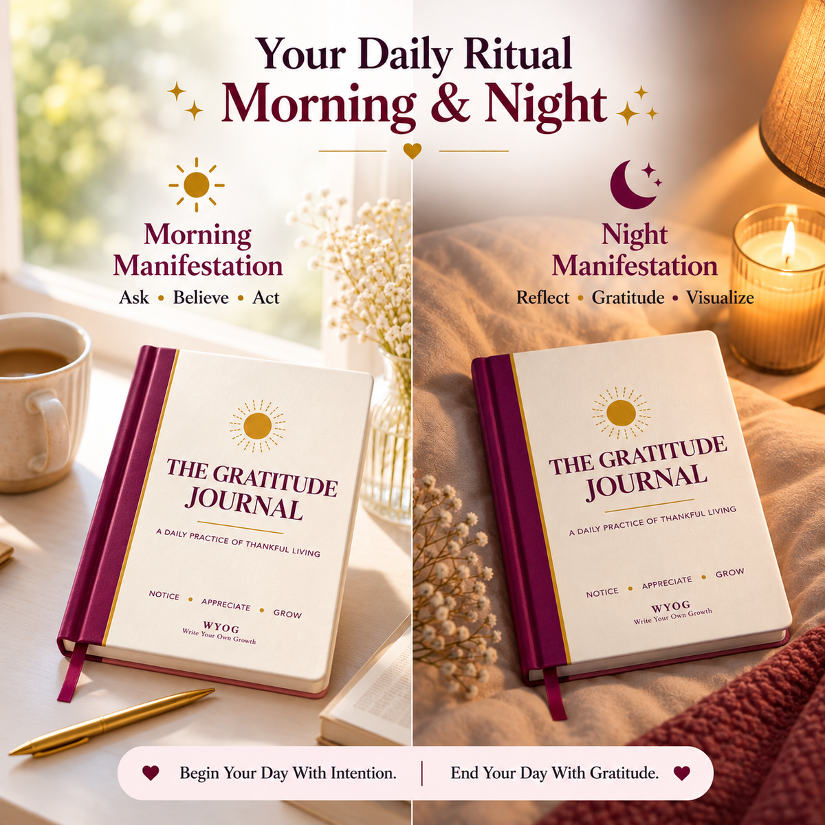 Sun-The Gratitude Journal | A5 Hardcover | 80 GSM | Morning & Night Manifestation