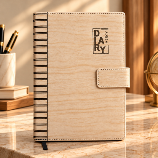 2027 Premium Beige Executive Diary – 9 × 7.25 Inch, Magnetic Flap Planner