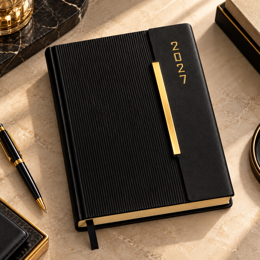 2027 Premium Black Executive Diary – 9 × 7.25 Inch, Magnetic Flap Closure & Daily Planner