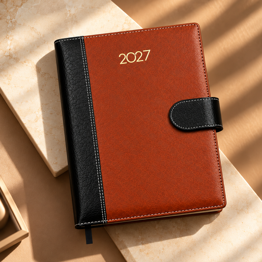 2027 Premium Two-Tone  Executive Diary – Daily & Monthly Planner with Magnetic Closure